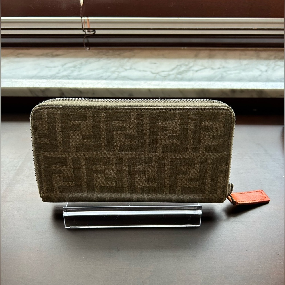 Fendi Zucca Zip Around Long Wallet